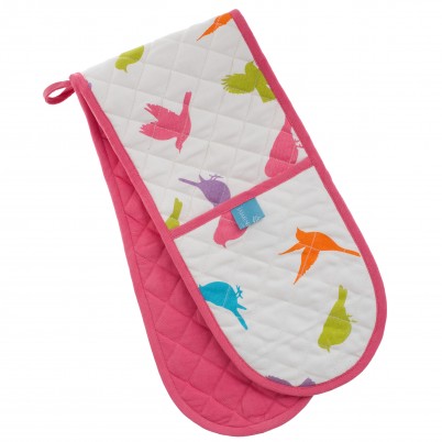Pastel Birds double oven glove