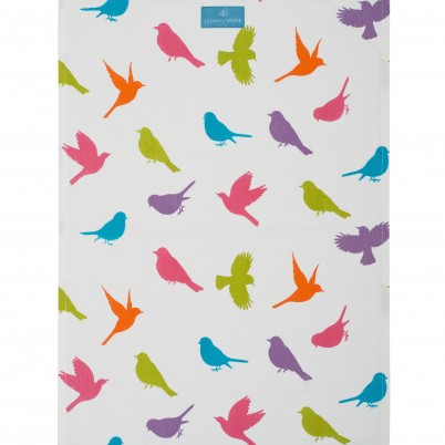 Pastel Birds tea towel