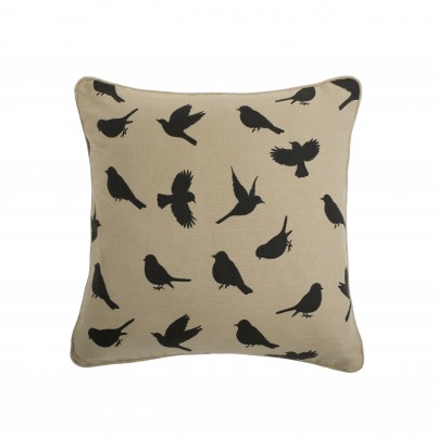 black on biscuit birds cushion