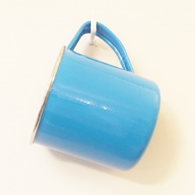 Blue Hand Painted Colour Block Mug Jasmine White London Hanging