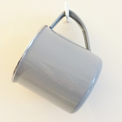 Cloud Grey Handpainted Enamelware Mug Jasmine White London Hanging