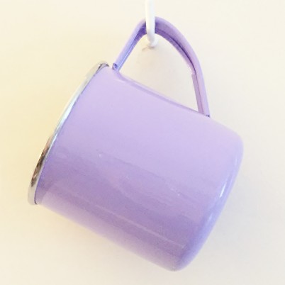Lilac Colour Block Handpainted Enamelweare Mug Jasmine White London Hanging