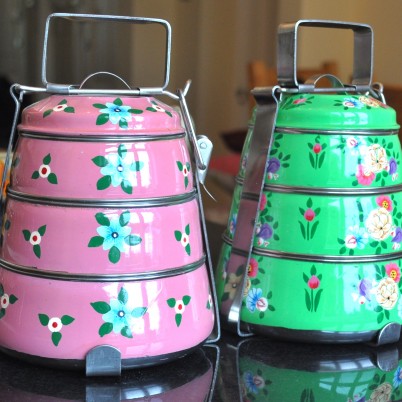 Bright Green Colour Posy tiffin