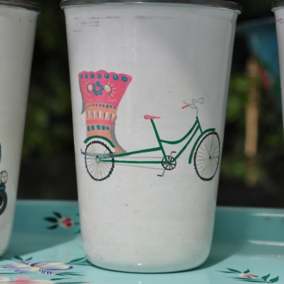 Handpainted Pink Cycle Rikshaw motif