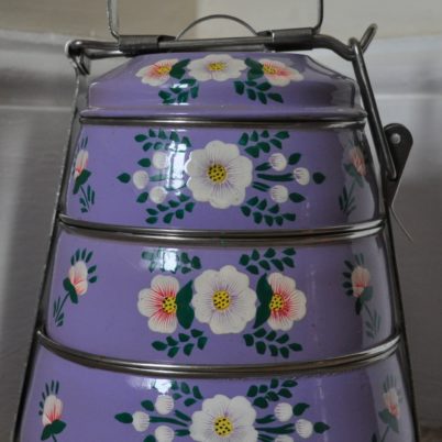 Jasmine White London hand painted lilac tiffin