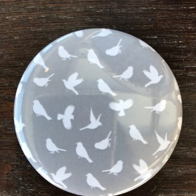 Birds of Paradise Pocket Mirror in Grey by Jasmine White London