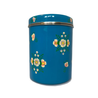 Jasmine White London Storage Jar in Azure Blue White Posy