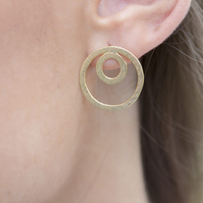 Jasmine White London Concentric rings 18 k gold vermeil earrings