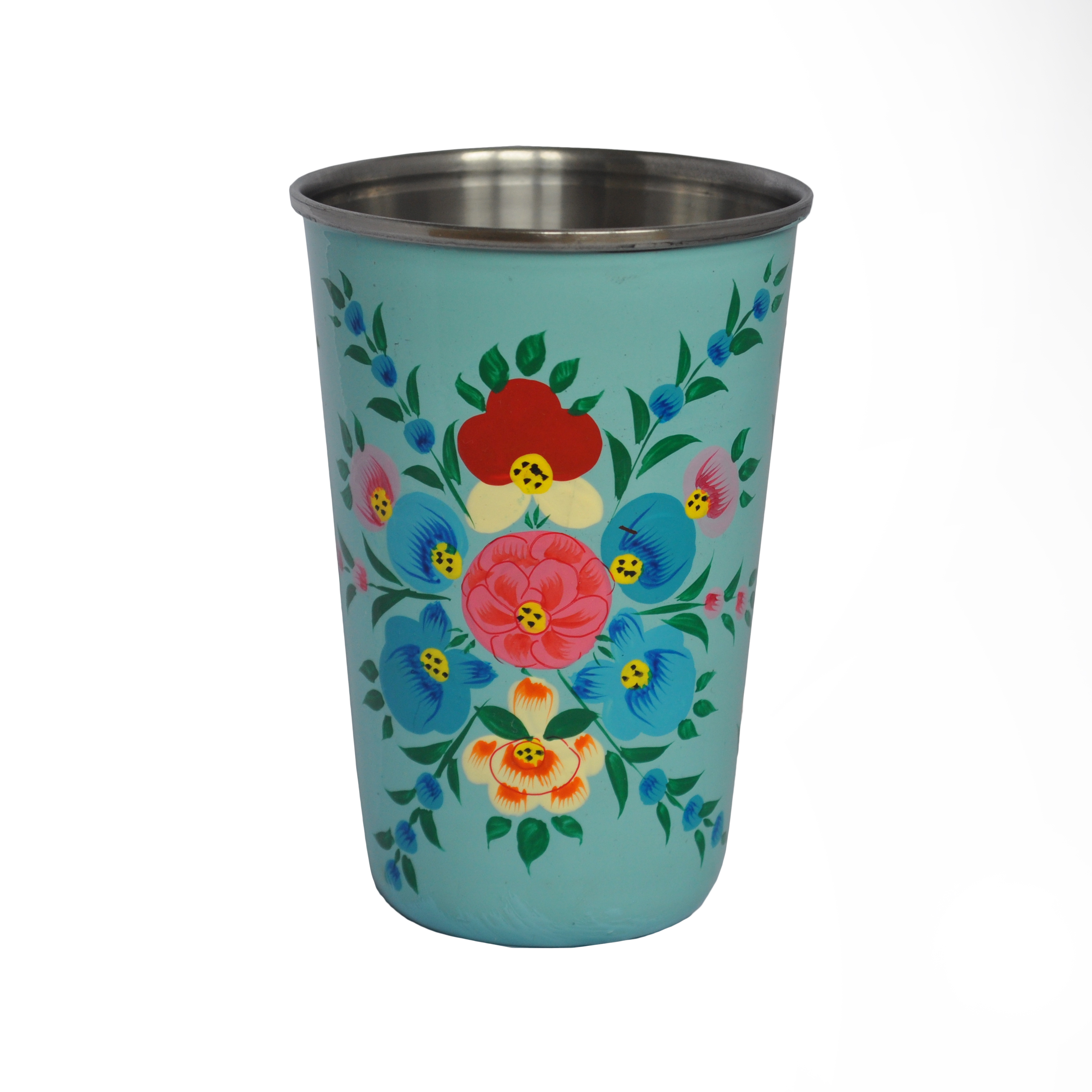 Duck Egg Tumbler with floral splash