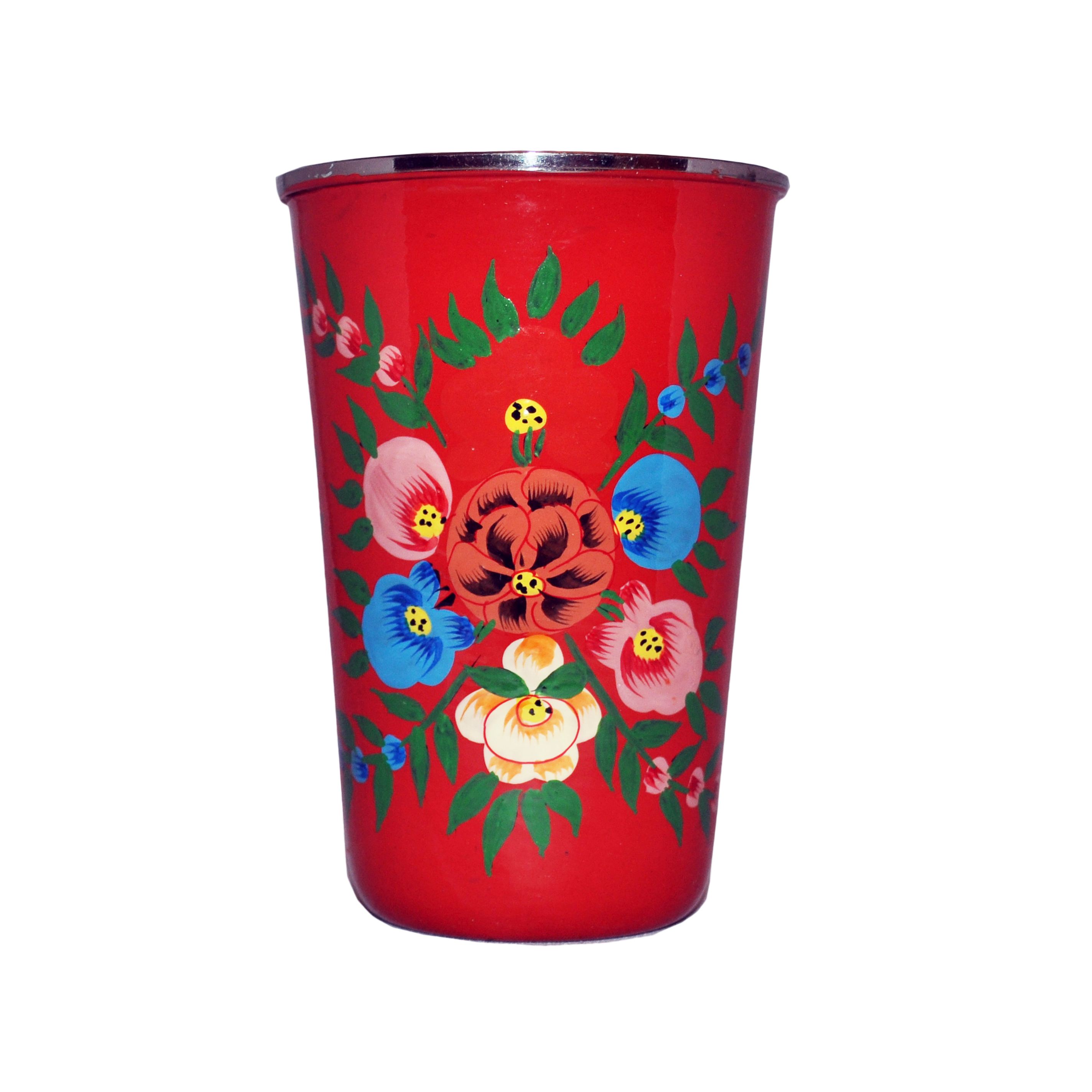 Bright Red Tumbler with floral splash