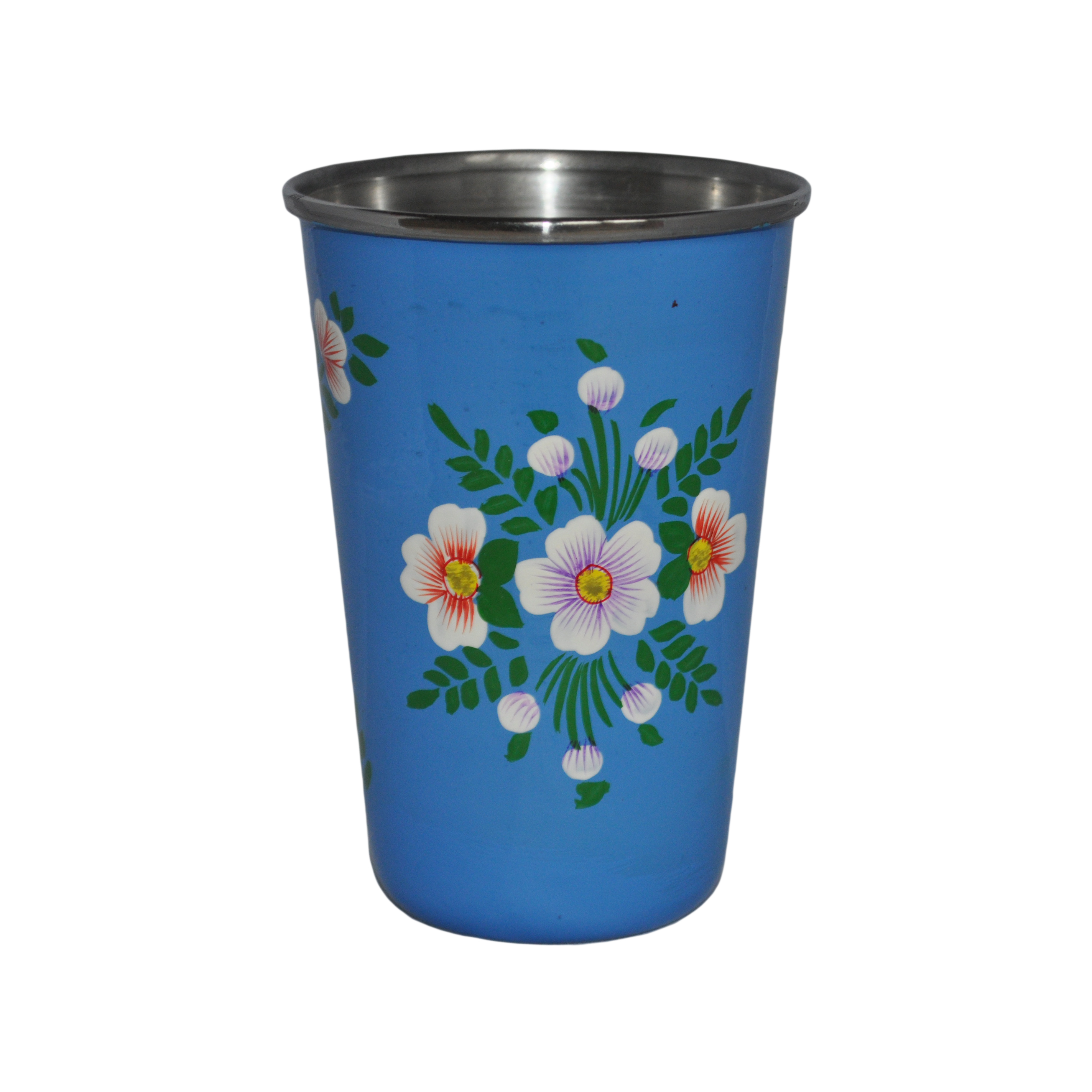 Azure Blue Tumbler with white posy