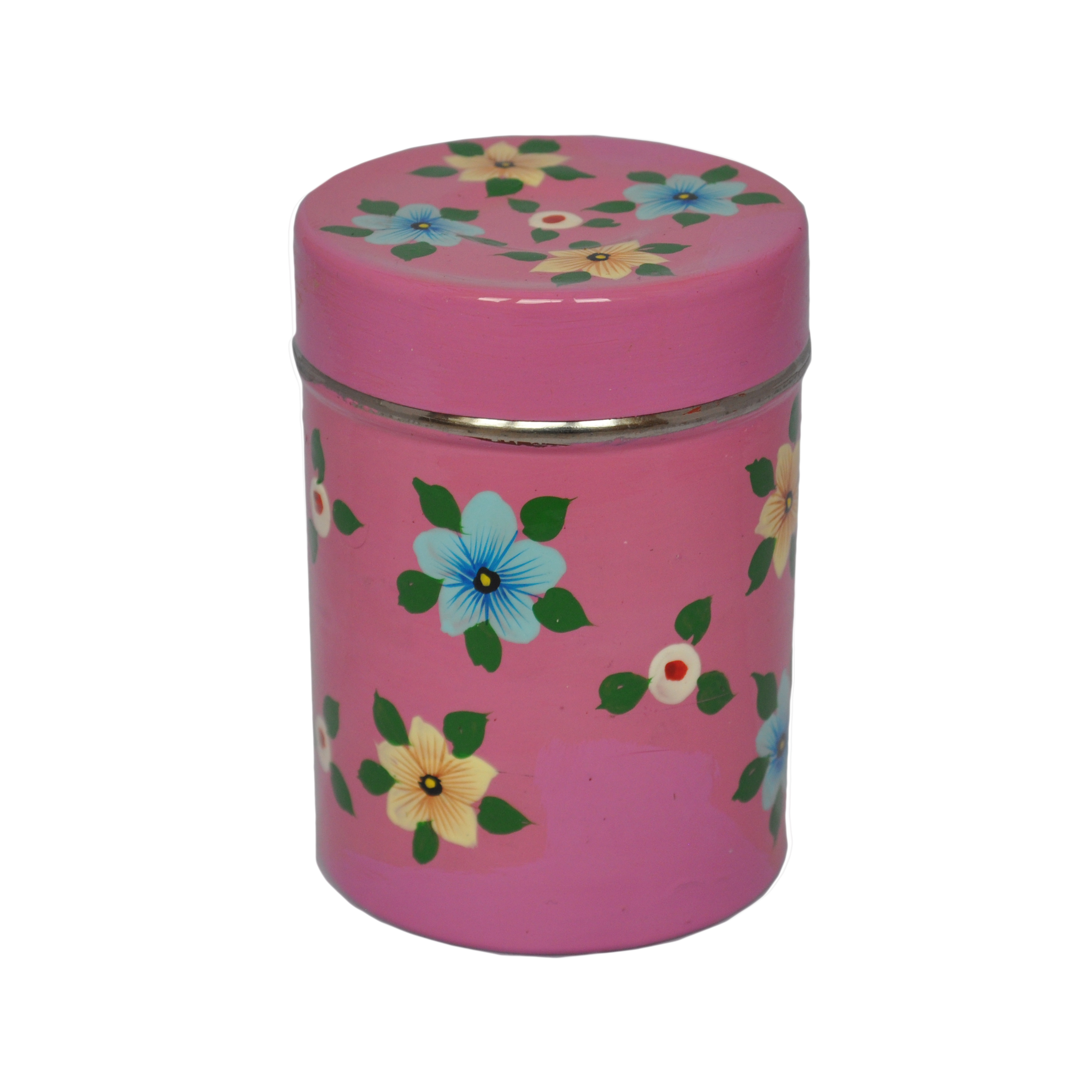 Dusty Pink Tea Caddy with Small Flowers