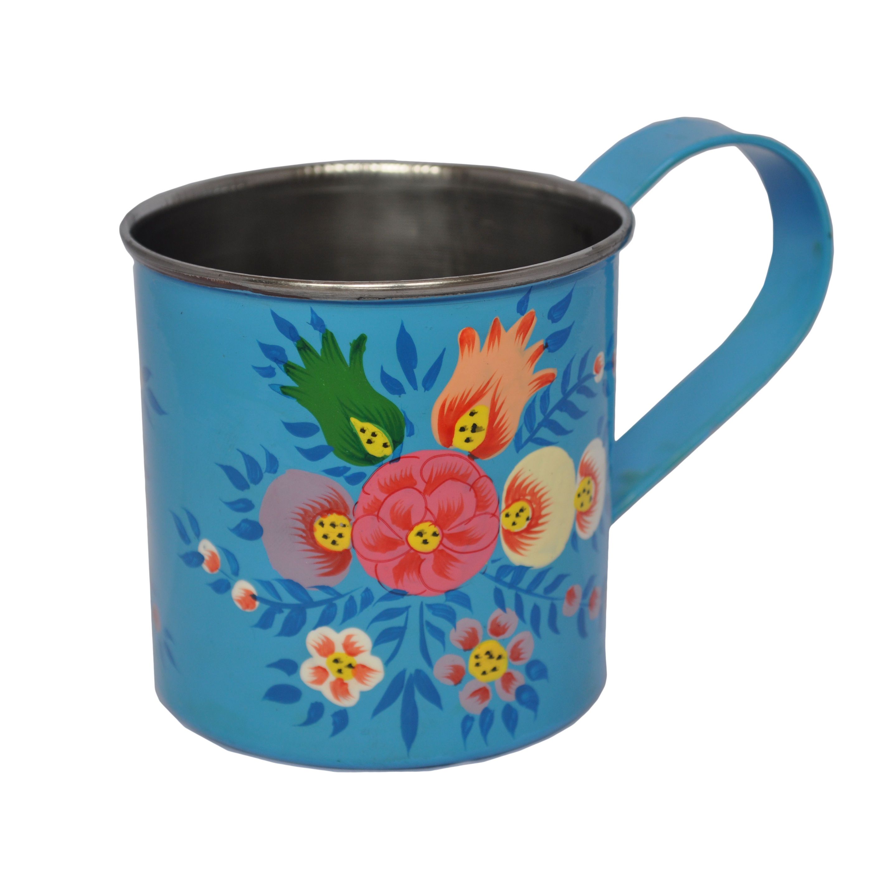 Bright Blue Mug with floral splash