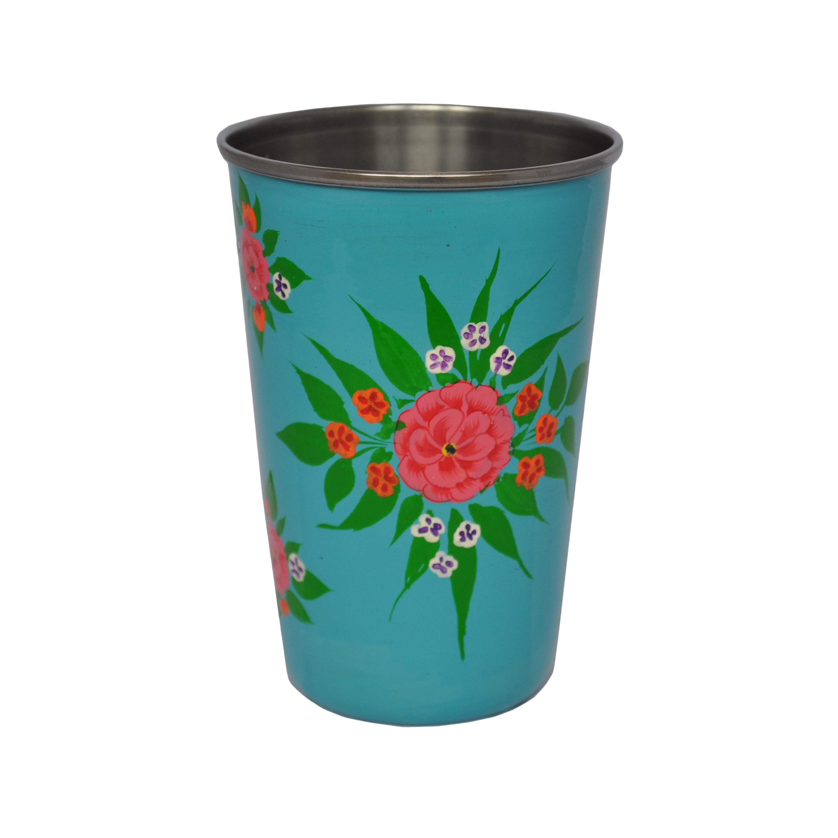 Jasmine White London Turquoise with magenta posey Tumbler