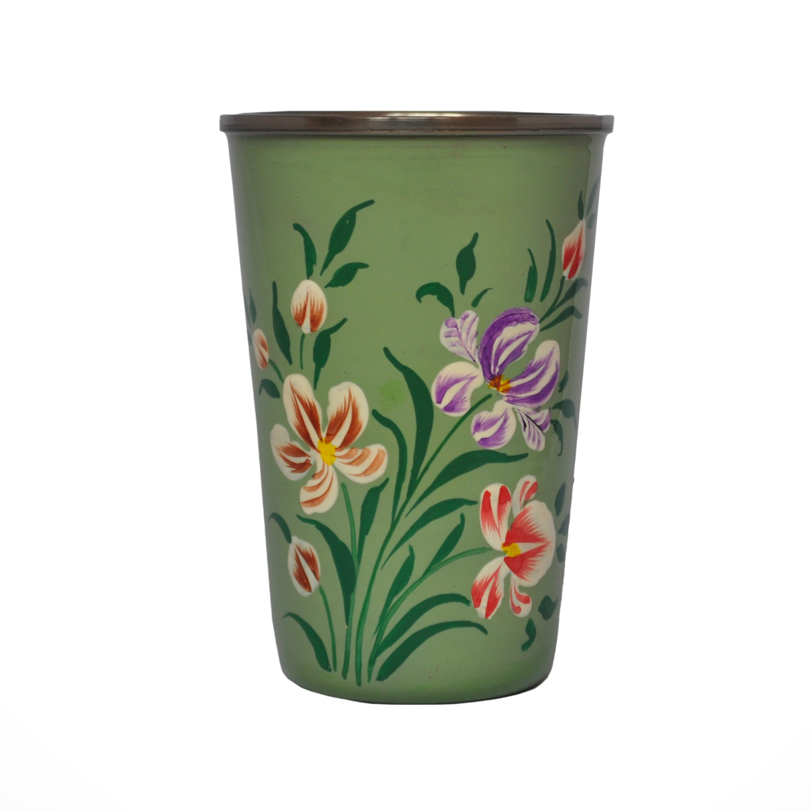 Sage Green Tumbler with Irises