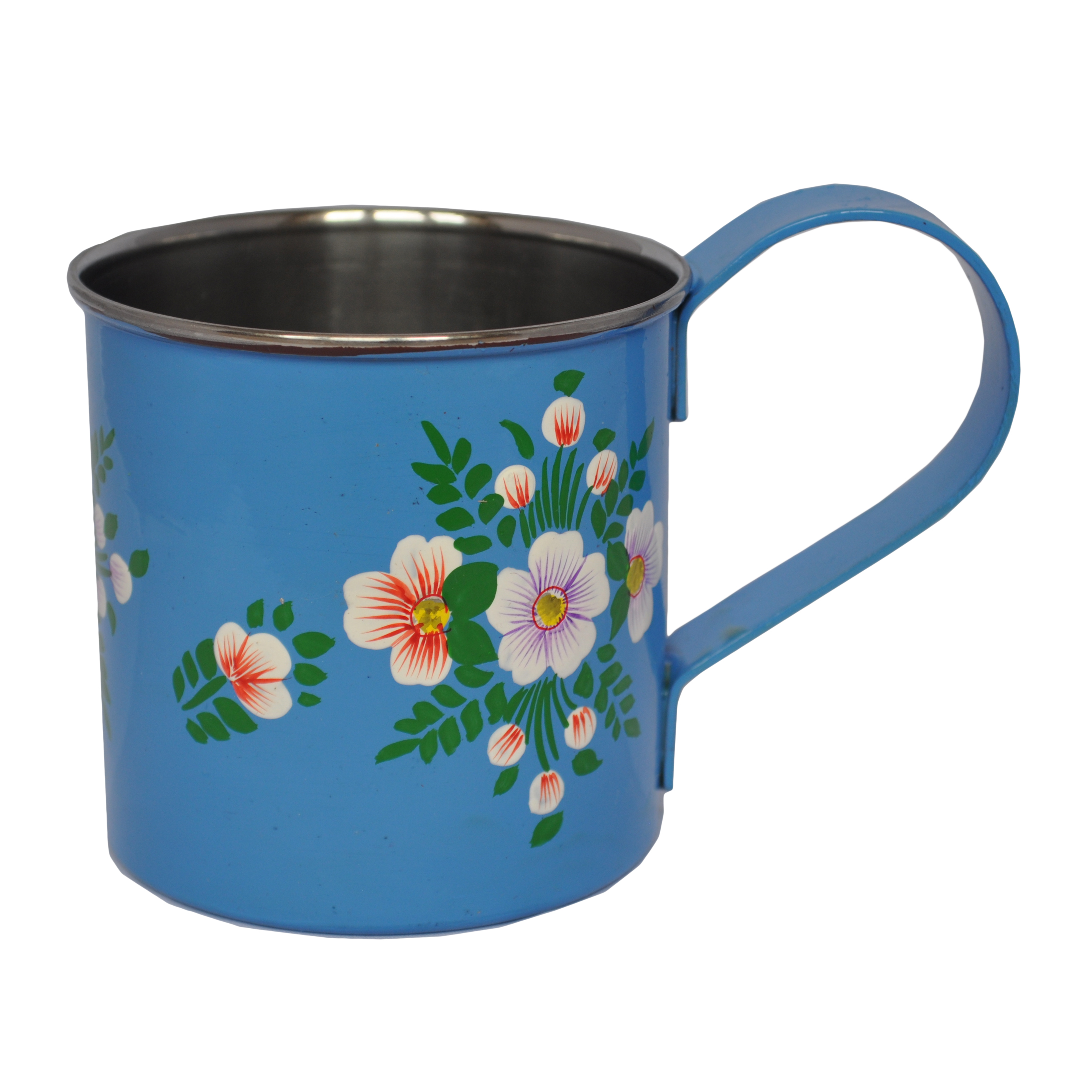 Azure Blue Mug with white posey