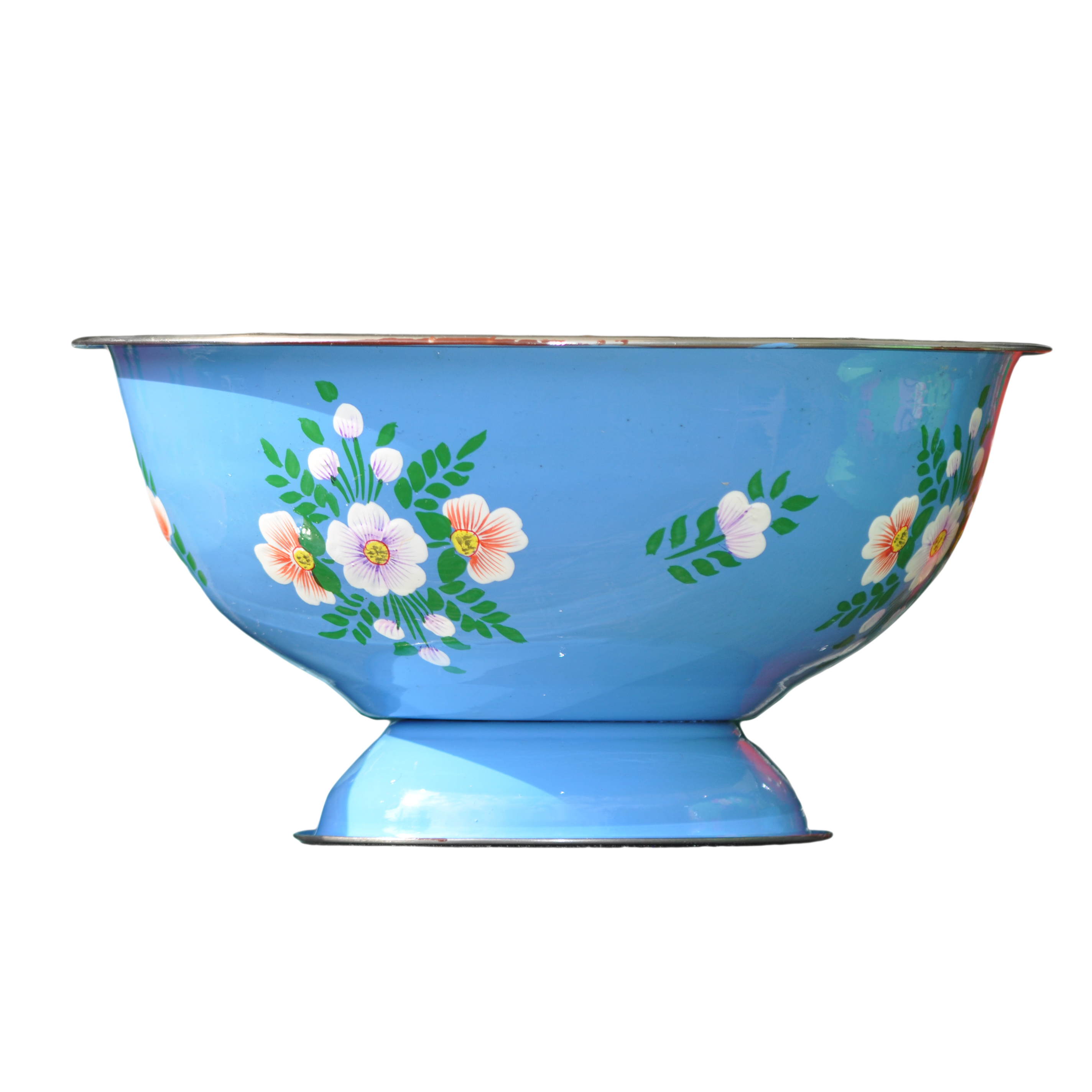 Azure Blue Bowl with white posy