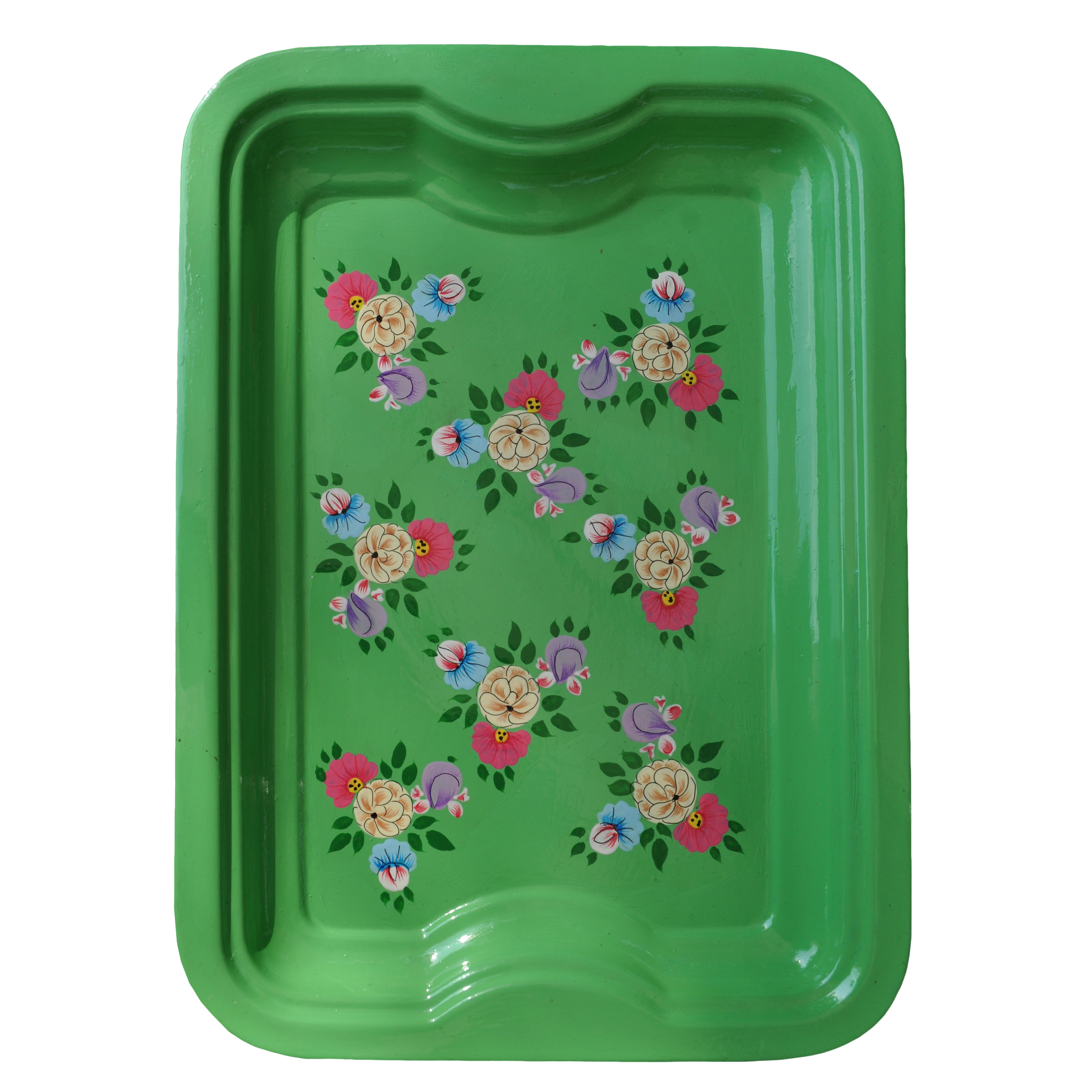 Bright Green Tray with colour posy