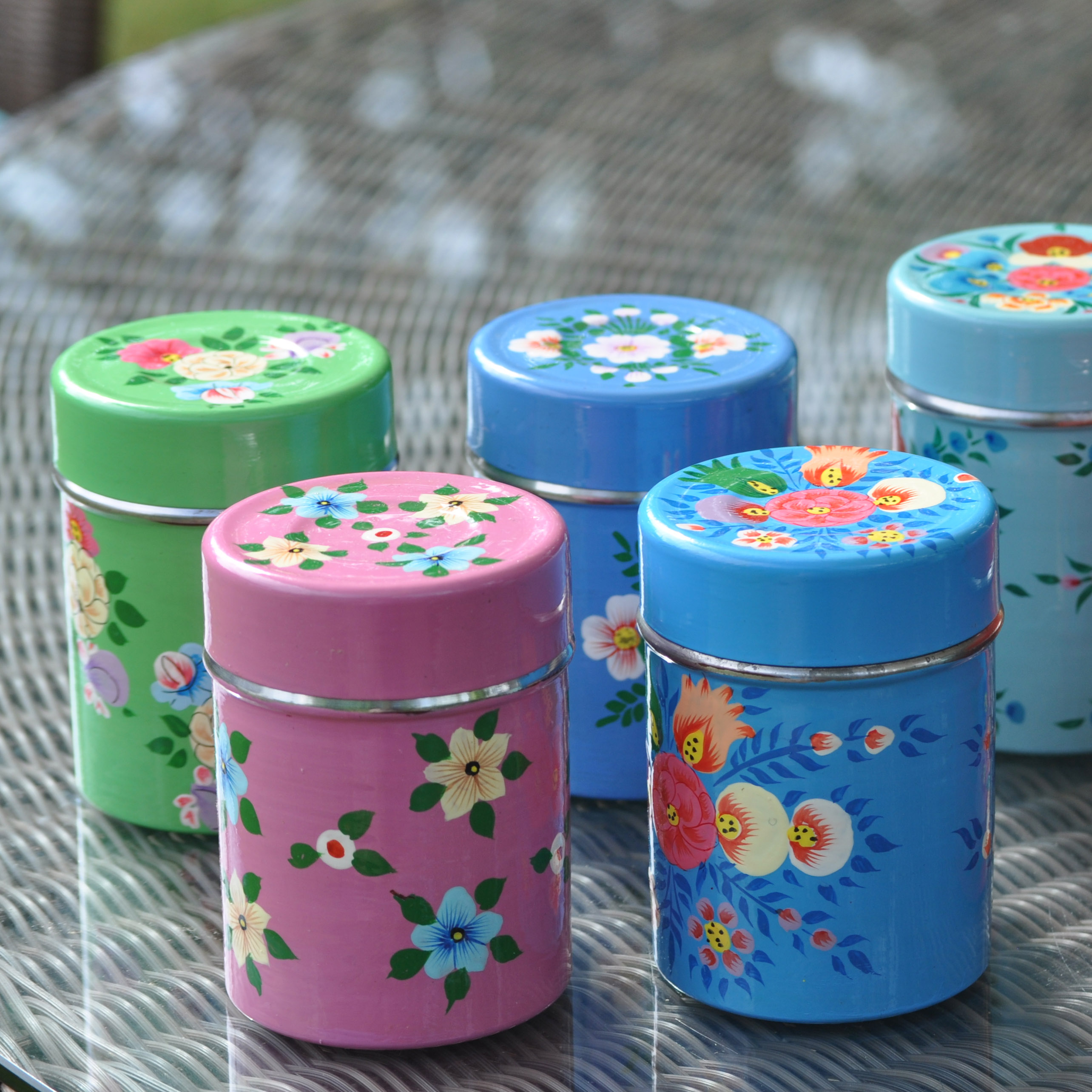 Set of four tea caddies