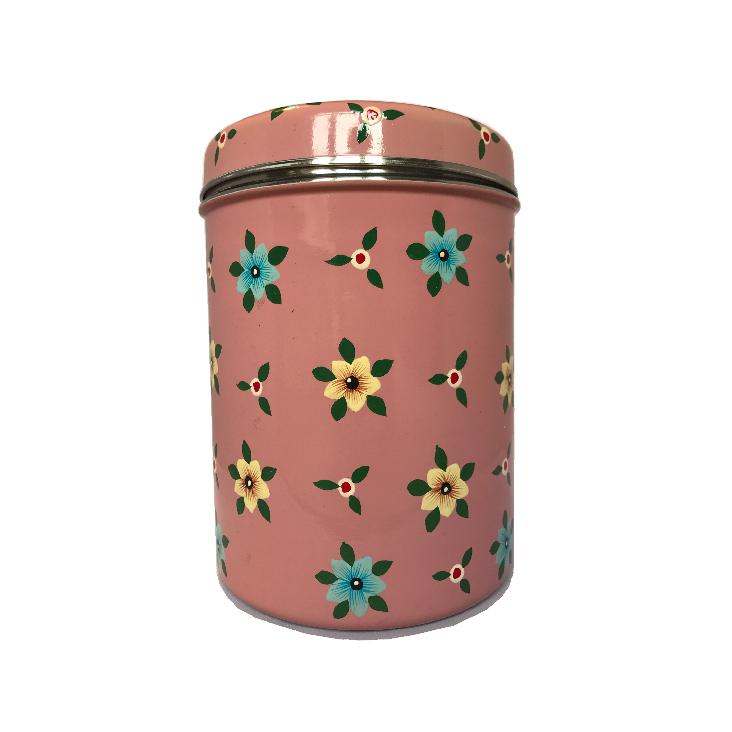 Jasmine White London Storage Jar/ Biscuit Tin in Dusty Pink Small Flower